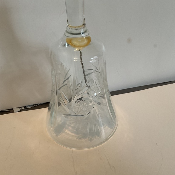 Vintage crystal bell and crystal ring holder for your bedroom dresser-  used - Picture 2 of 7